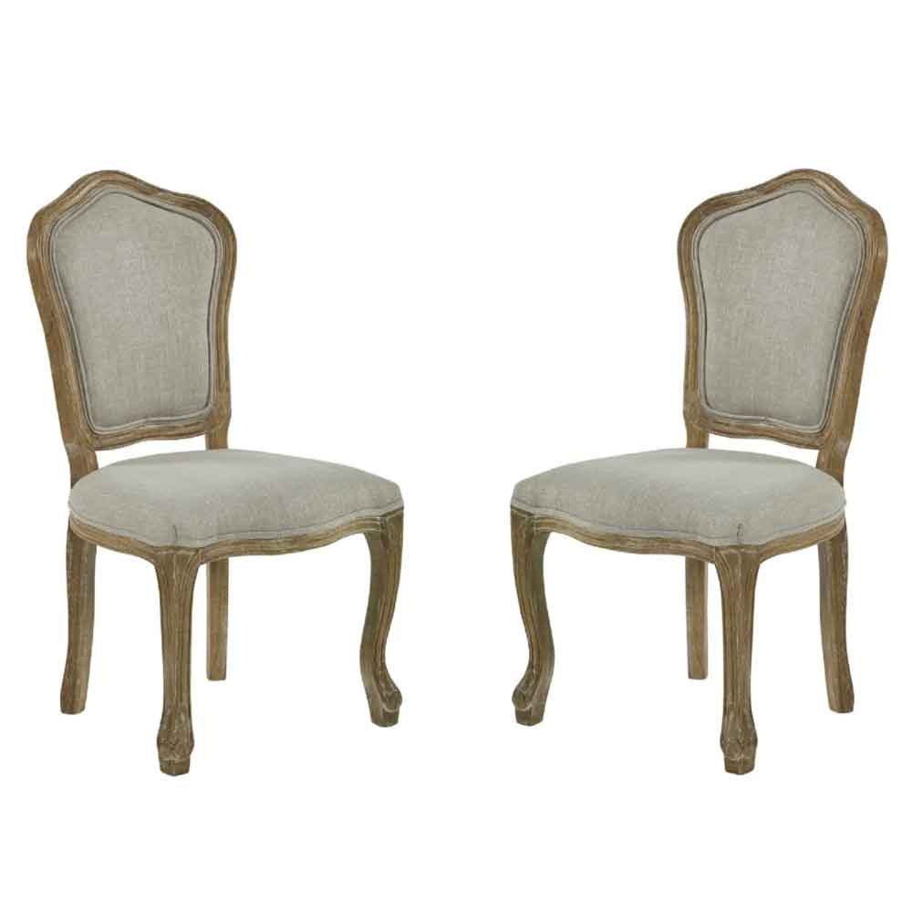 Caitlyn Oatmeal and Limed Oak Wooden Dining Chairs in Pair