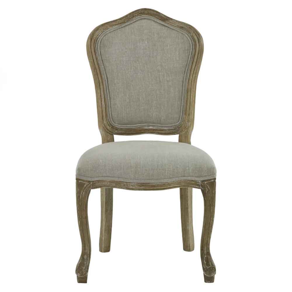 Caitlyn Oatmeal and Limed Oak Wooden Dining Chairs in Pair