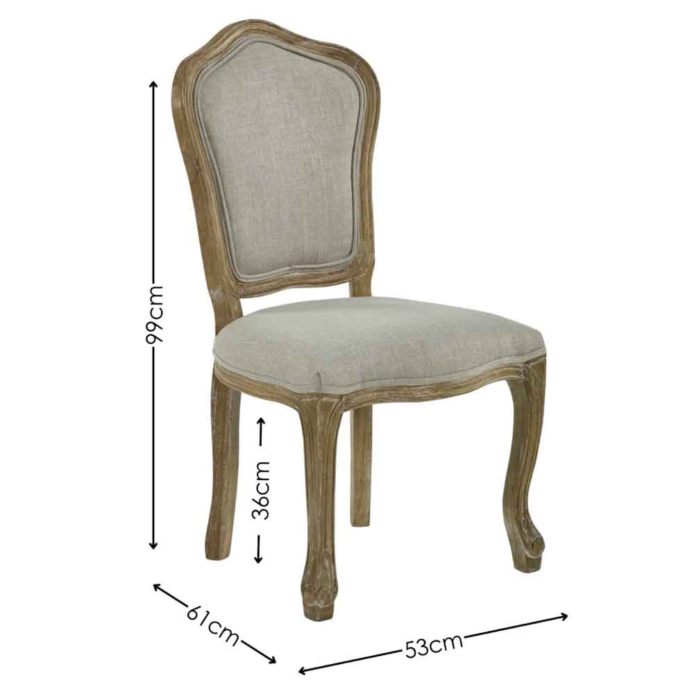 Caitlyn Oatmeal and Limed Oak Wooden Dining Chairs in Pair