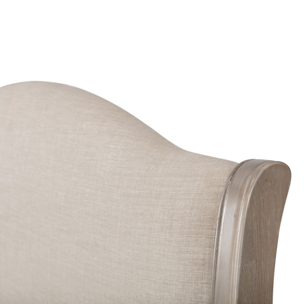 Caitlyn Oatmeal Linen Fabric Double Bed In Limed Oak