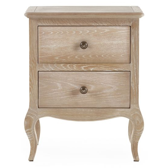 Caitlyn Wooden Bedside Cabinet With 2 Drawers In Limed Oak