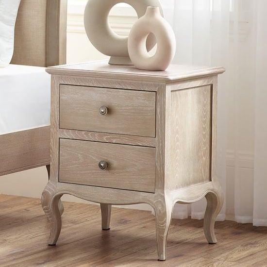 Read more about Caitlyn wooden bedside cabinet with 2 drawers in limed oak