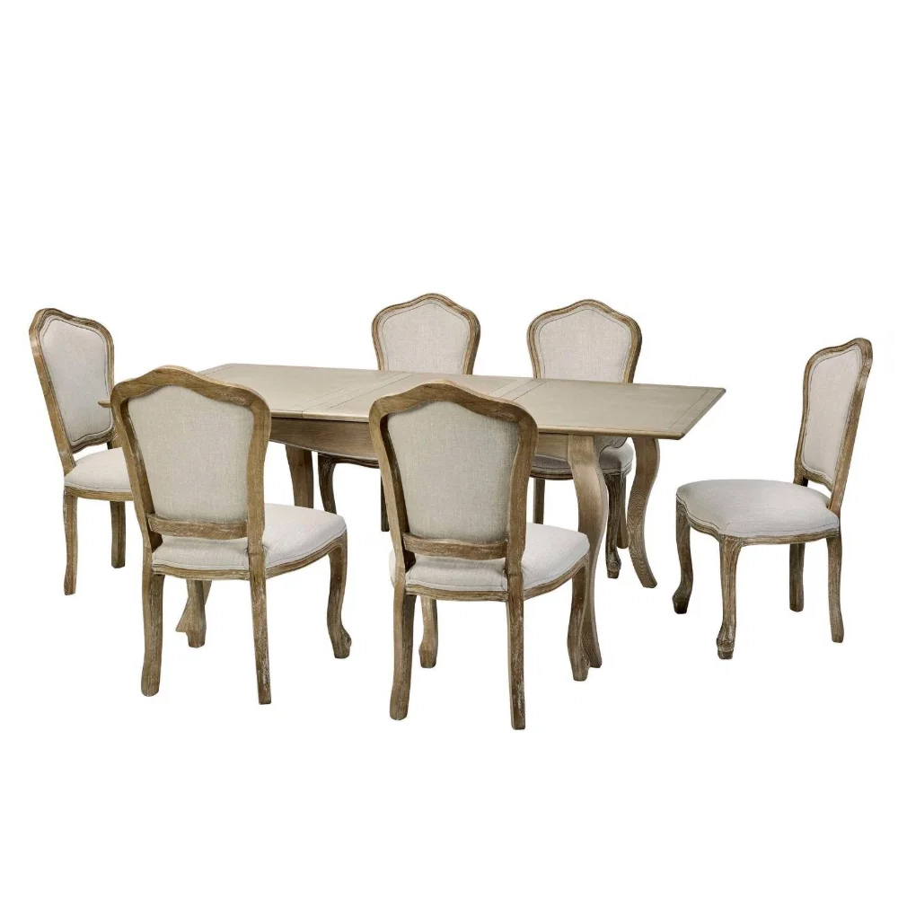 Caitlyn Wooden Extending Dining Table with 6 Chairs in Limed Oak