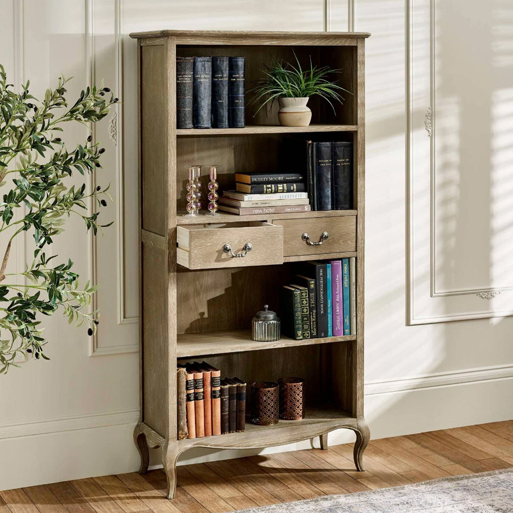 Caitlyn Wooden French Style Bookcase in Limed Oak
