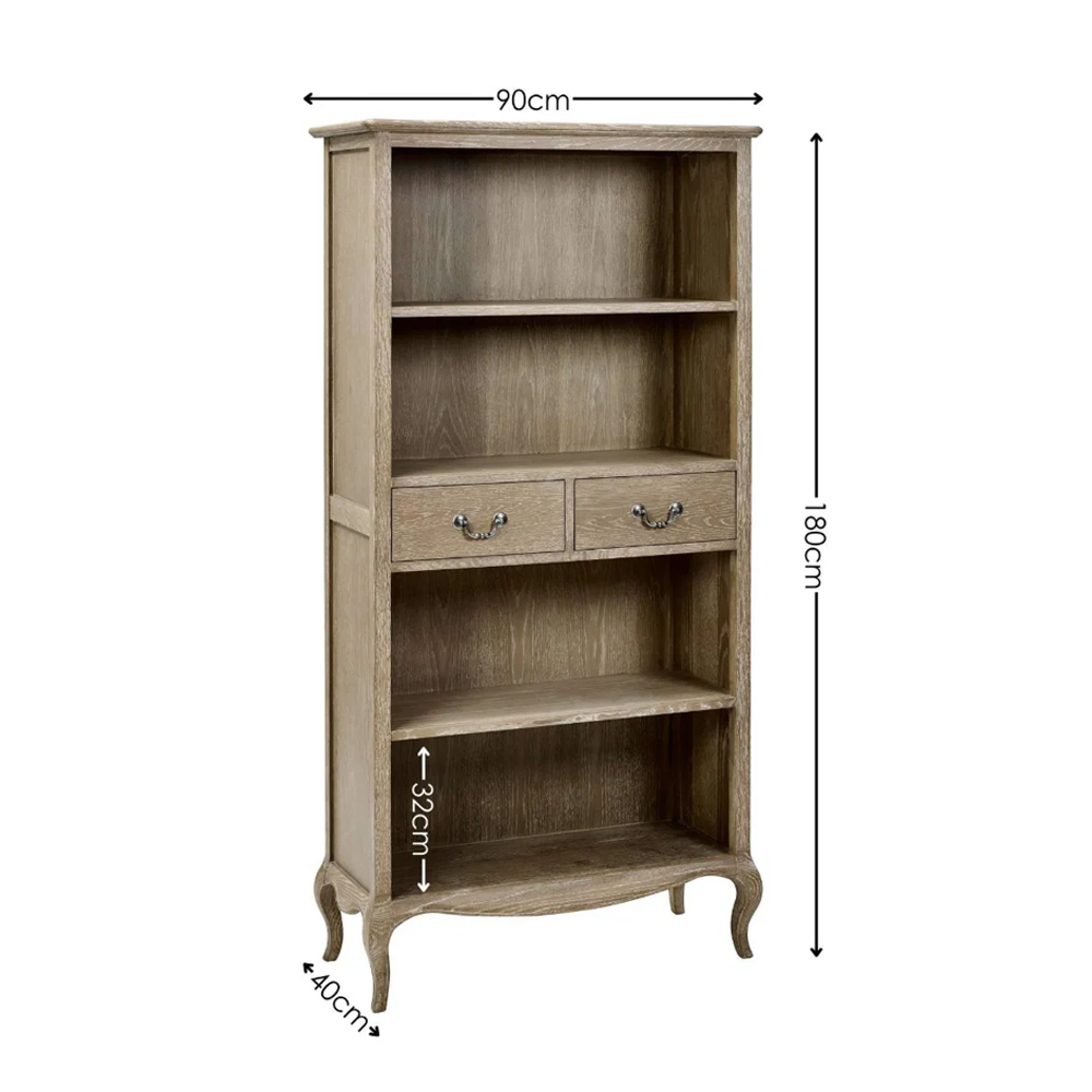 Caitlyn Wooden French Style Bookcase in Limed Oak