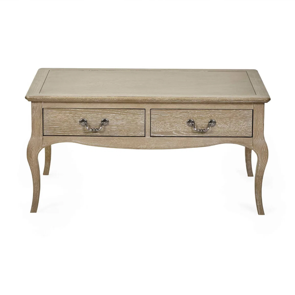 Caitlyn Wooden French Style Coffee Table in Limed Oak