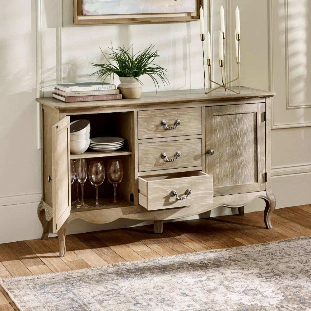 Caitlyn Wooden French Style Sideboard in Limed Oak