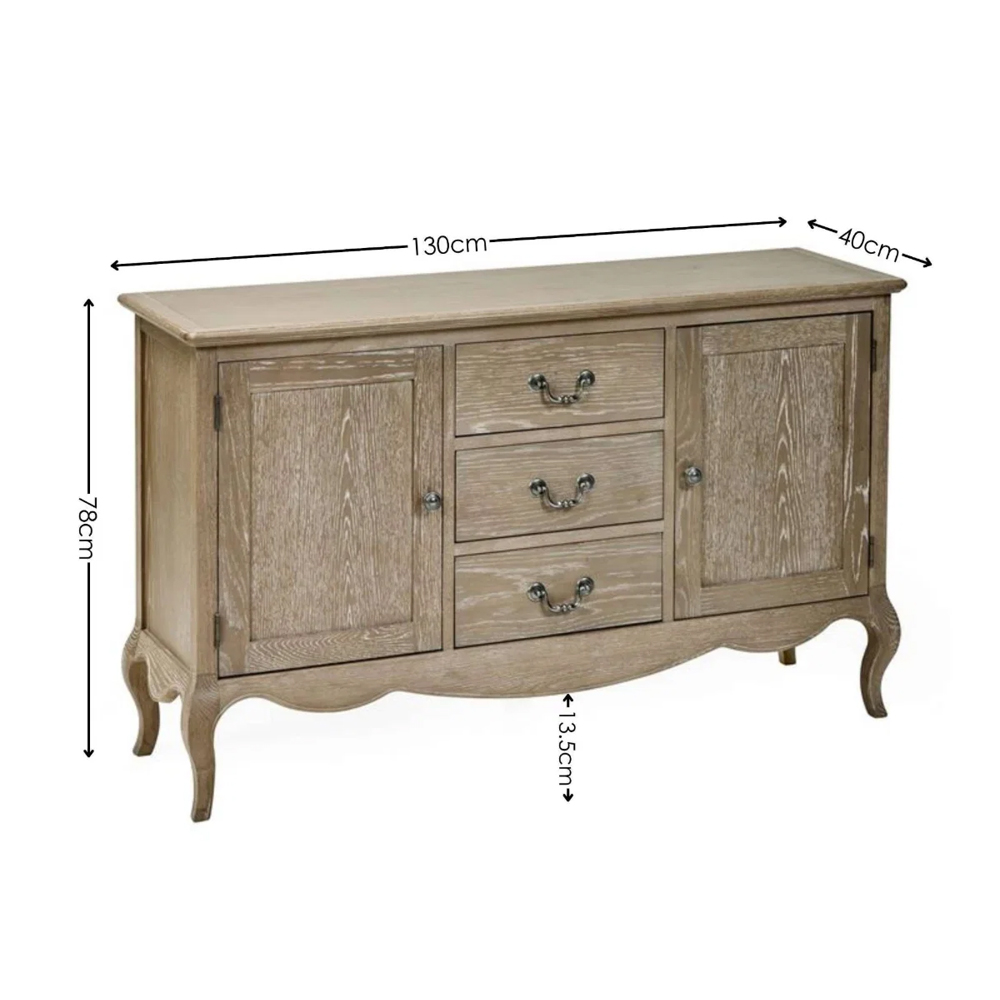 Caitlyn Wooden French Style Sideboard in Limed Oak