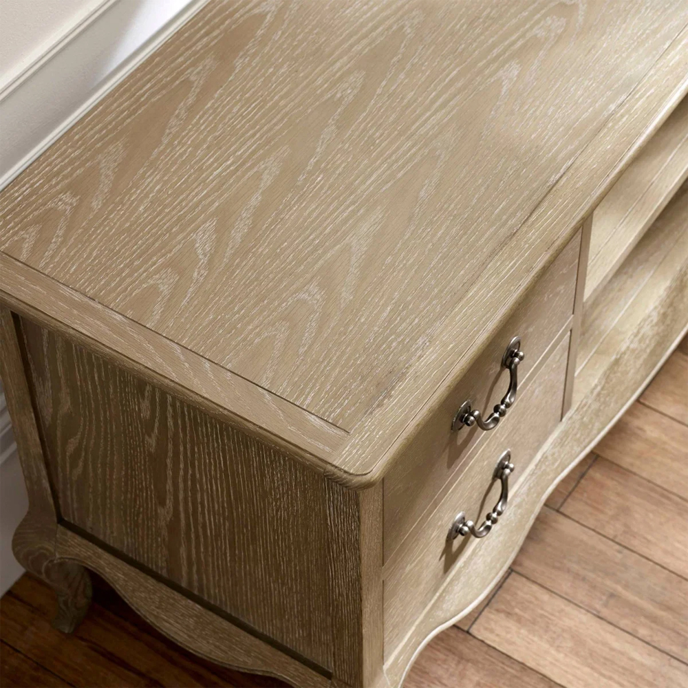 Caitlyn Wooden French Style TV Stand in Limed Oak