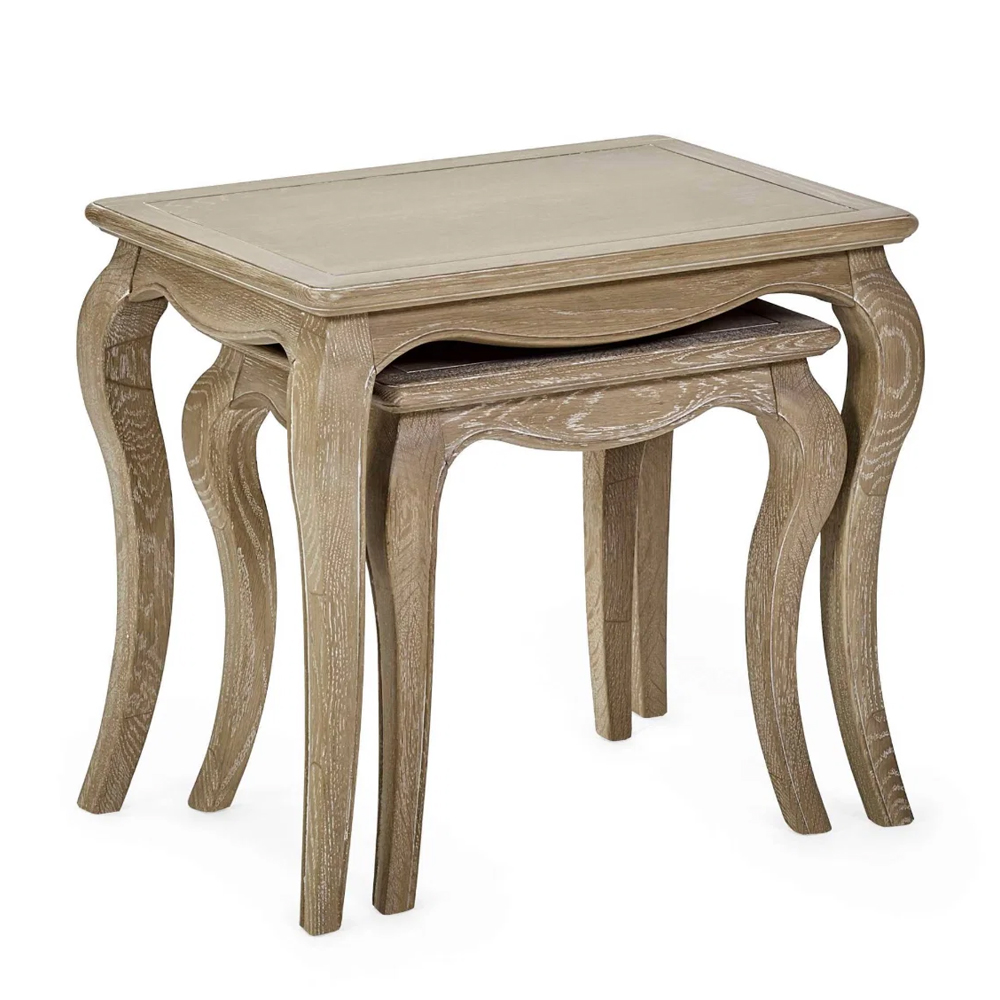 Caitlyn Wooden Nesting Side Table in Limed Oak