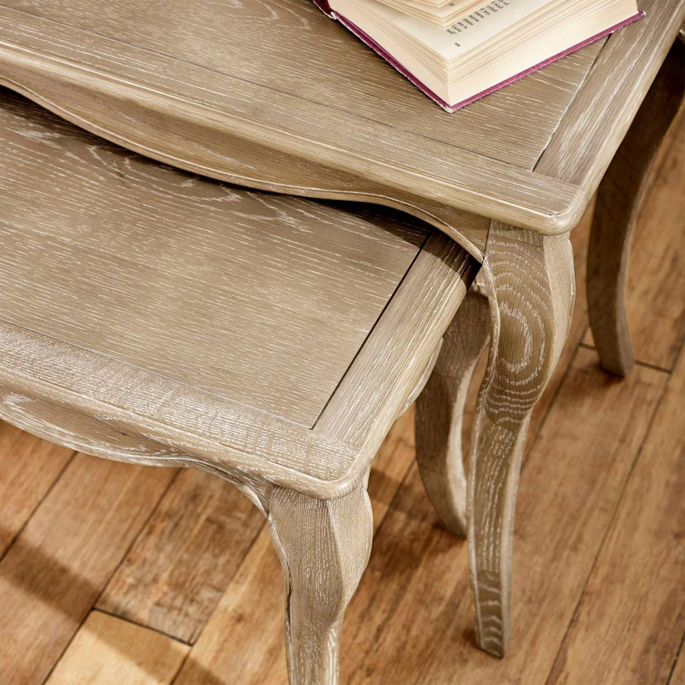 Caitlyn Wooden Nesting Side Table in Limed Oak