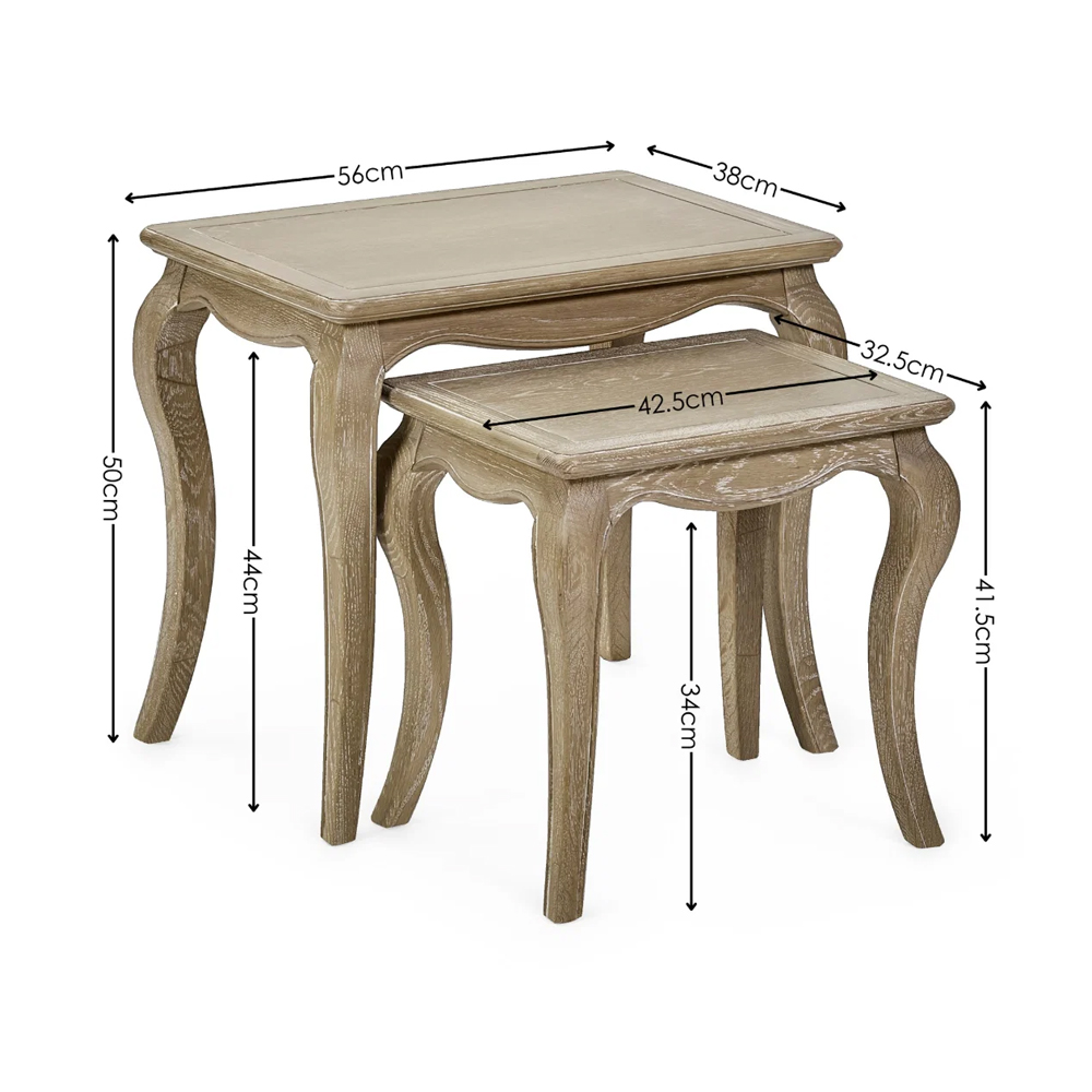 Caitlyn Wooden Nesting Side Table in Limed Oak