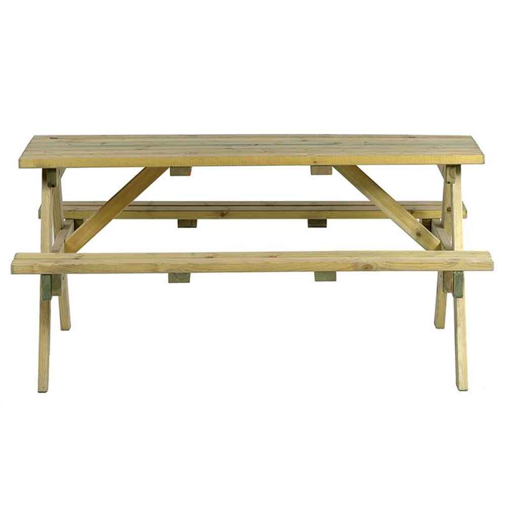 Caius Outdoor Wooden 6 Seater Picnic Table in Green Pine