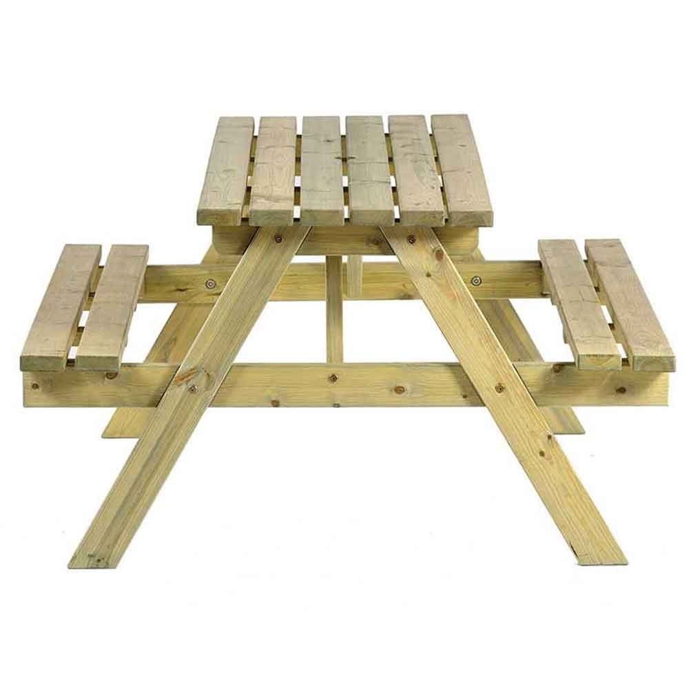 Caius Outdoor Wooden 6 Seater Picnic Table in Green Pine