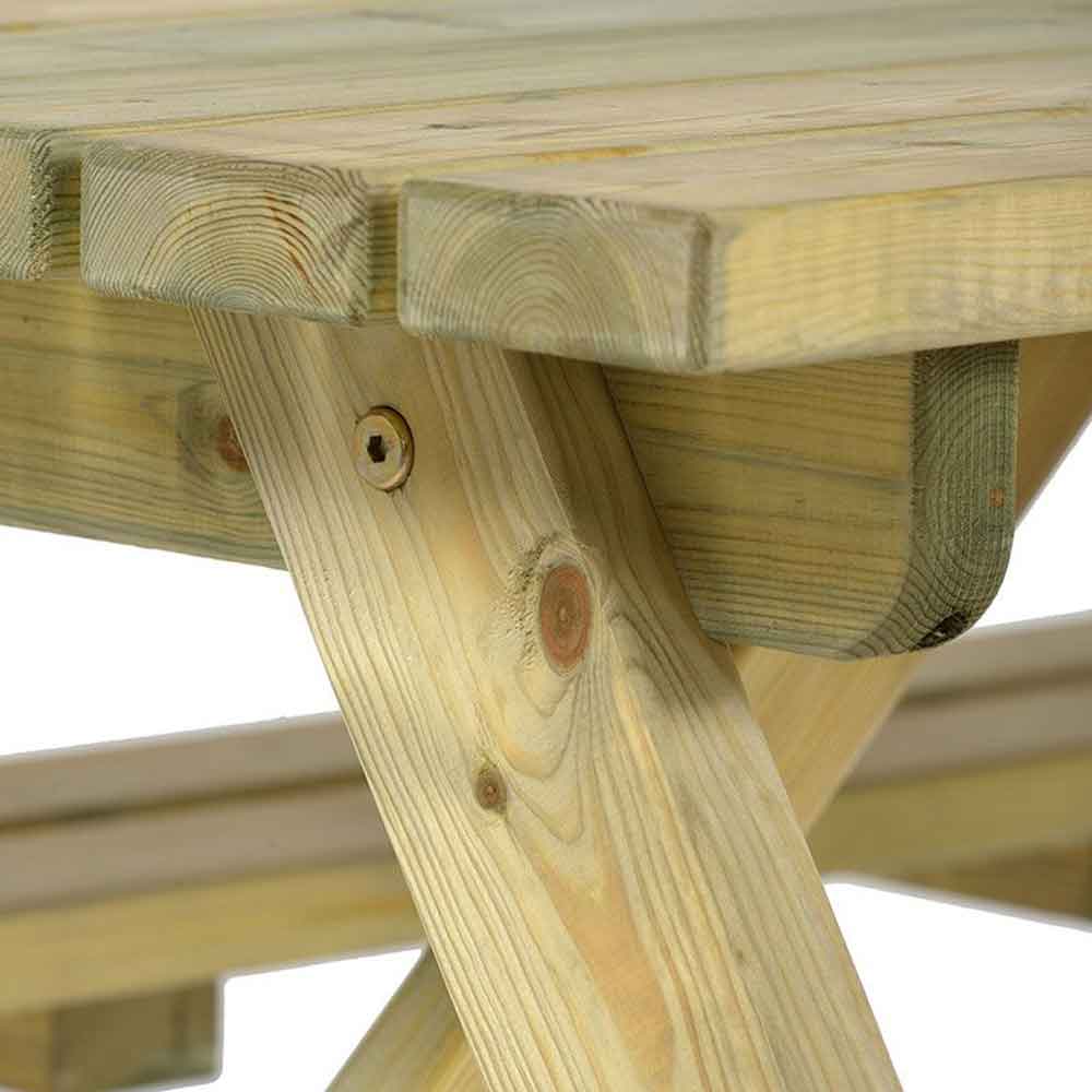 Caius Outdoor Wooden 6 Seater Picnic Table in Green Pine