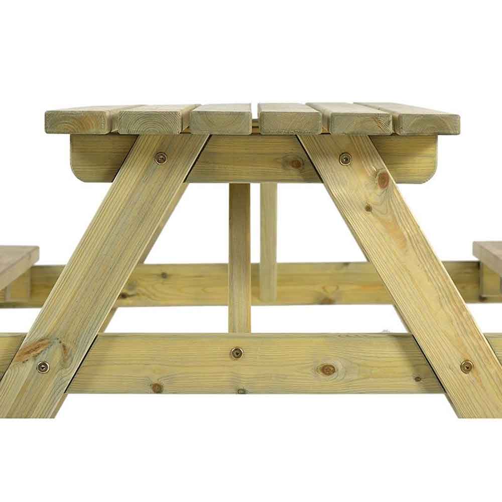 Caius Outdoor Wooden 6 Seater Picnic Table in Green Pine