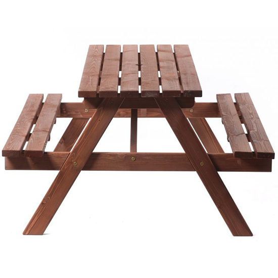 Caius Timber Picnic Table With Benches In Oak Brown