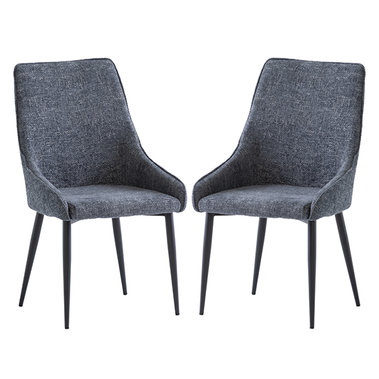 Cajsa Deep Blue Fabric Dining Chairs In Pair