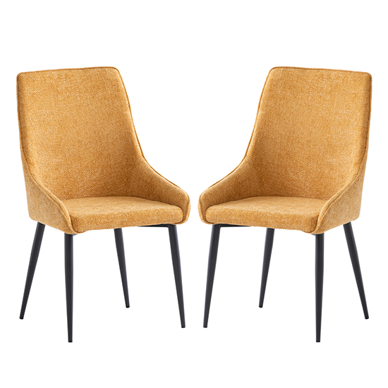 Product photograph of Cajsa Mustard Fabric Dining Chairs In Pair from Furniture in Fashion