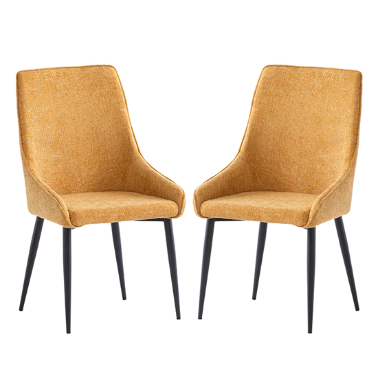 Cajsa Mustard Fabric Dining Chairs In Pair Furniture in Fashion