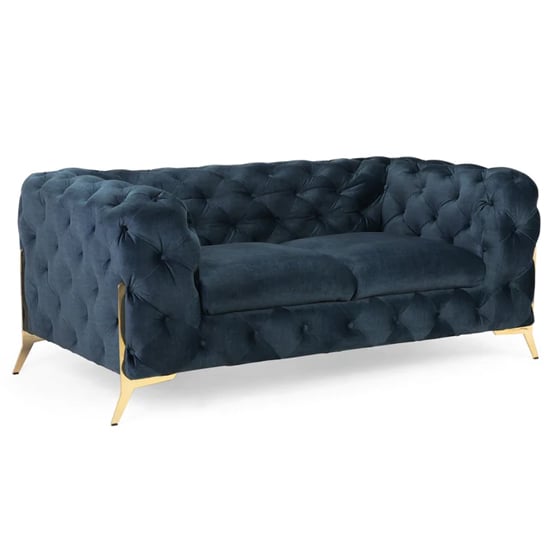 Cala Plush Velvet 2 Seater Sofa In Deep Ocean