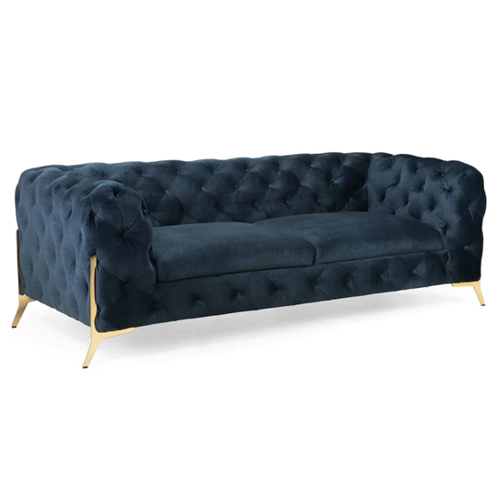 Read more about Cala plush velvet 3 seater sofa in deep ocean