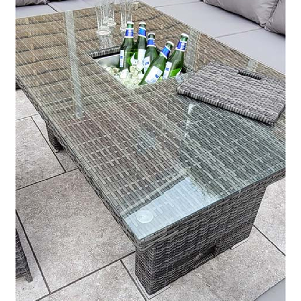 Calabar Rattan Garden Corner Dining Set With Lift Up In Grey