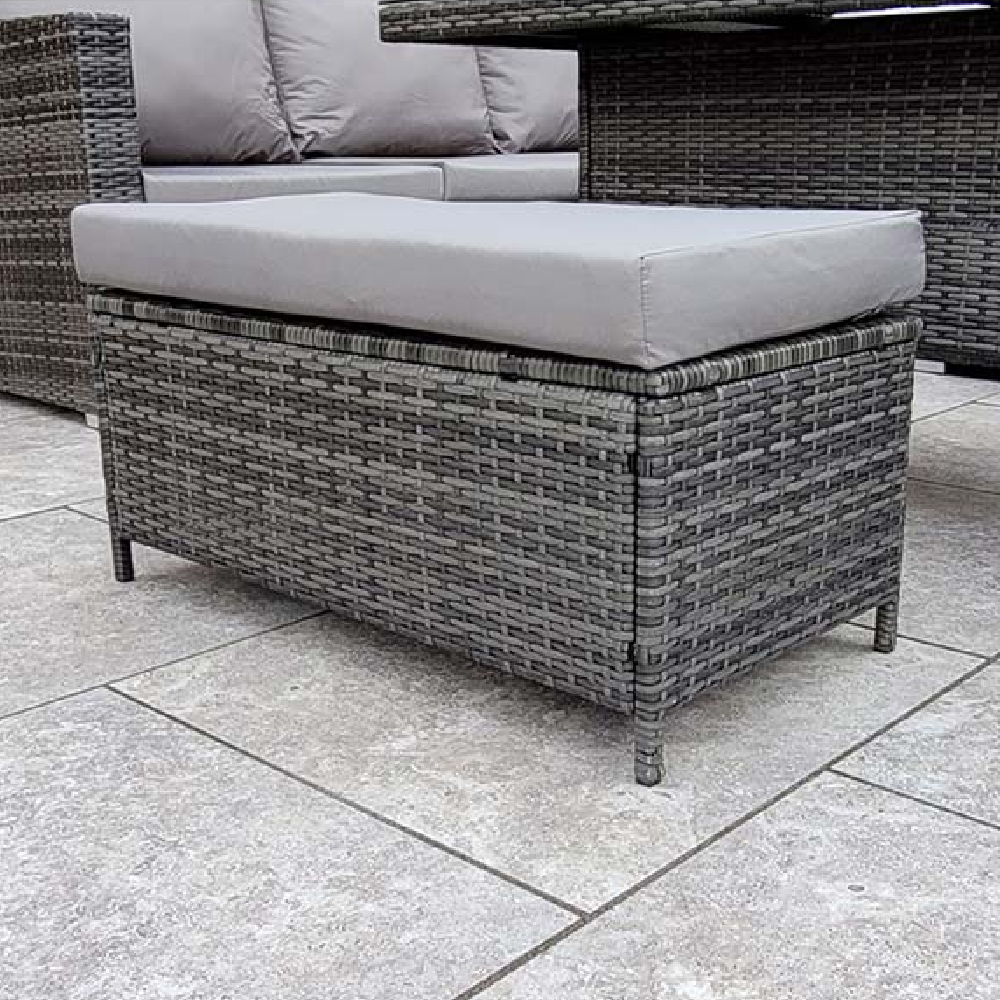 Calabar Rattan Garden Corner Dining Set With Lift Up In Grey