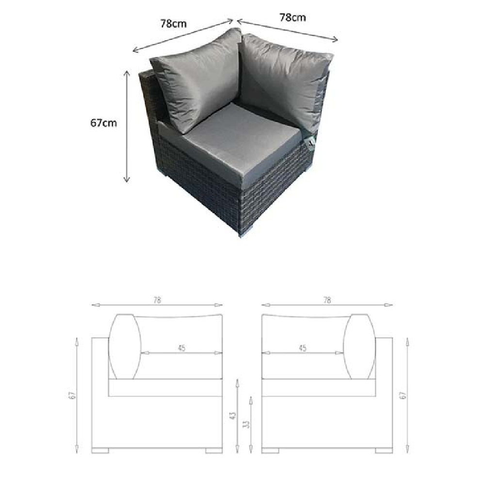Calabar Rattan Garden Corner Dining Set With Lift Up In Grey