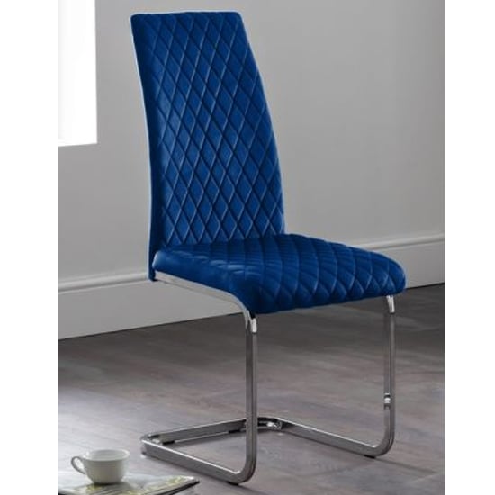 Cadewyn Velvet Cantilever Dining Chair In Blue