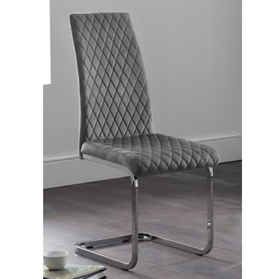Cadewyn Velvet Cantilever Dining Chair In Grey