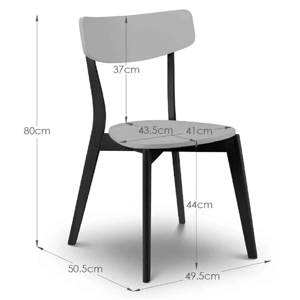 Calah Grey Black Wooden Dining Chairs In Pair
