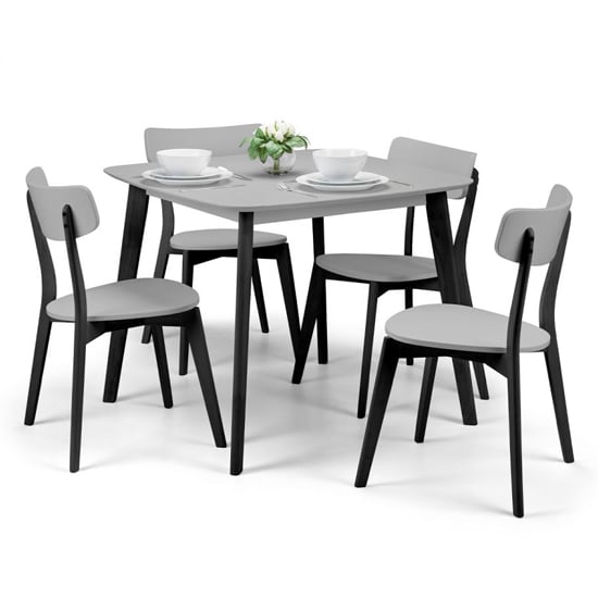 Calah Square Dining Table With 4 Chairs In Grey And Black Furniture