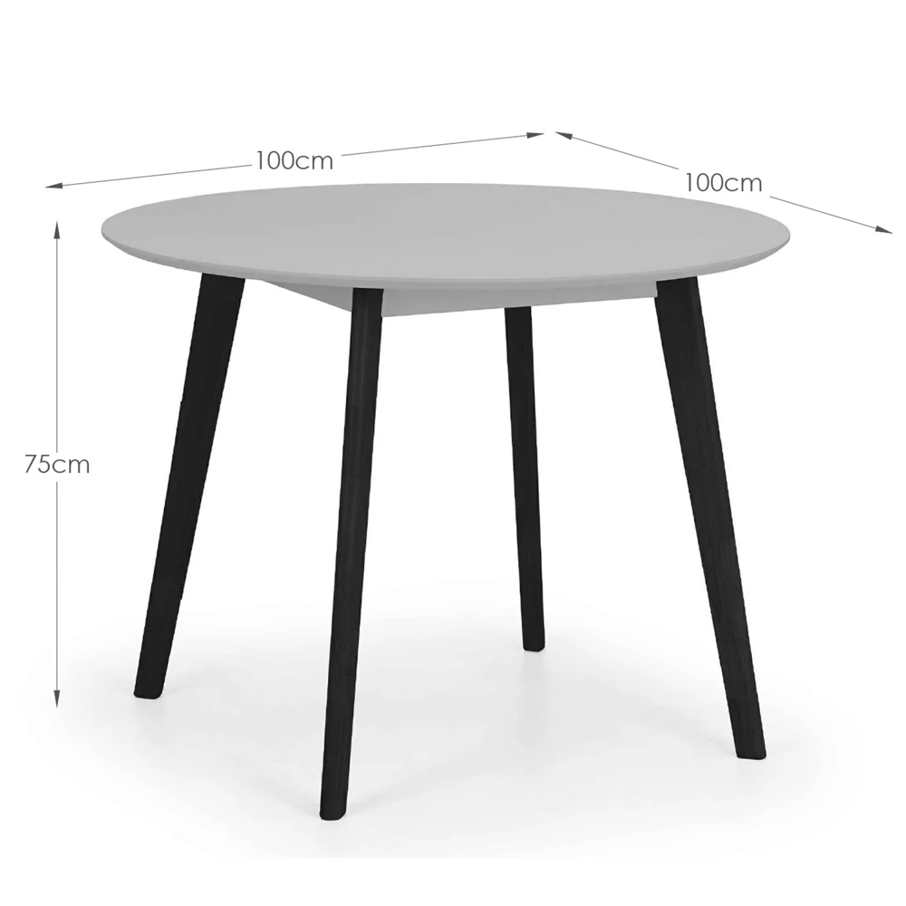 Calah Wooden Round Dining Table With 4 Chairs - Grey And Black