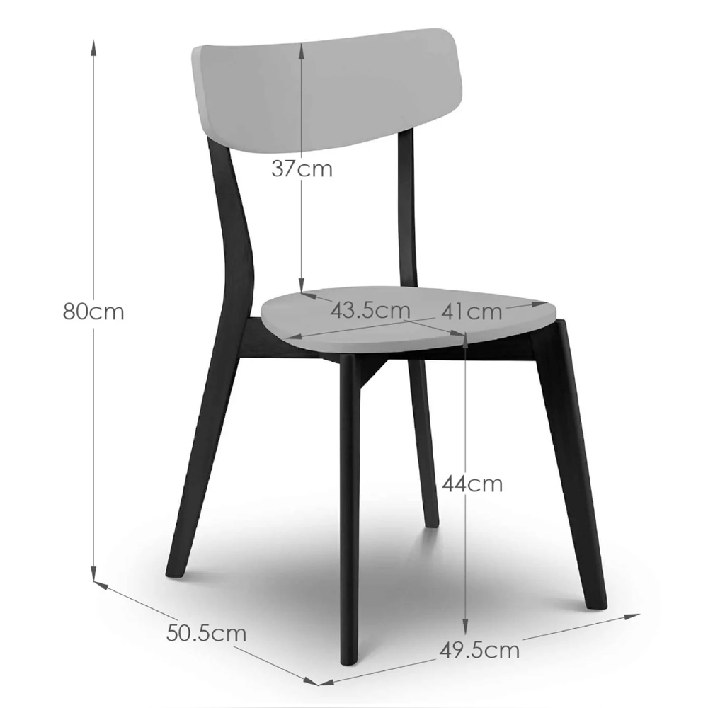 Calah Wooden Square Dining Table With 4 Chairs - Grey And Black