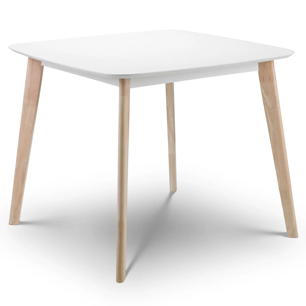 Calah Wooden Square Dining Table With 4 Chairs - White And Oak