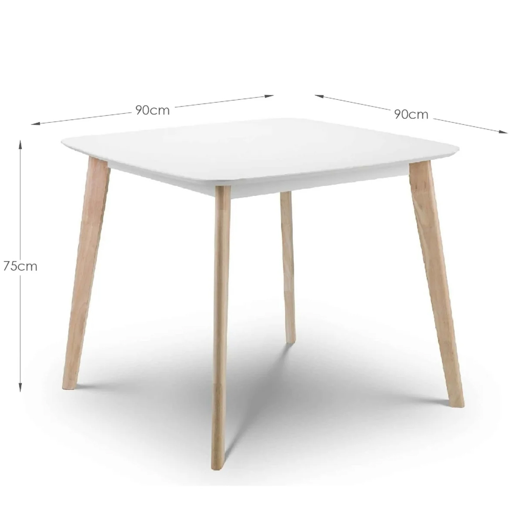 Calah Wooden Square Dining Table With 4 Chairs - White And Oak