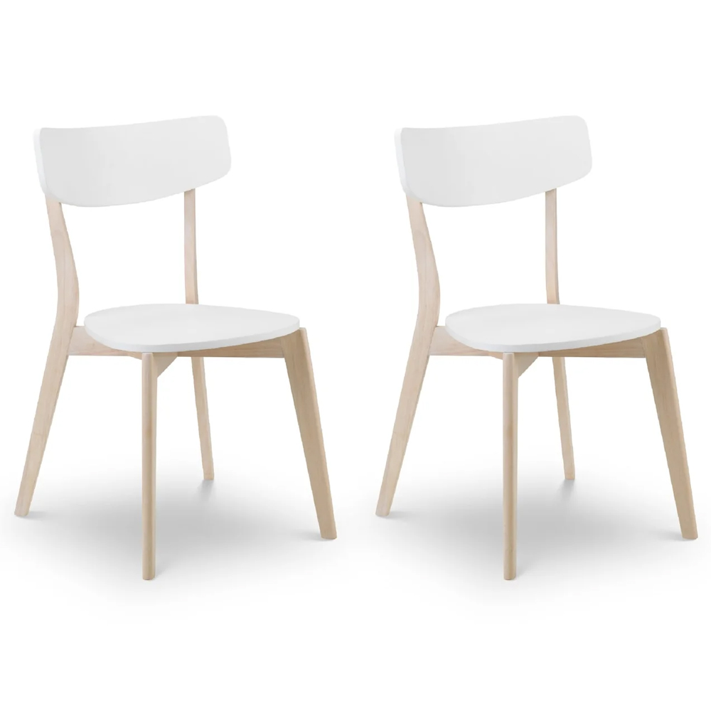 Calah Wooden Square Dining Table With 4 Chairs - White And Oak