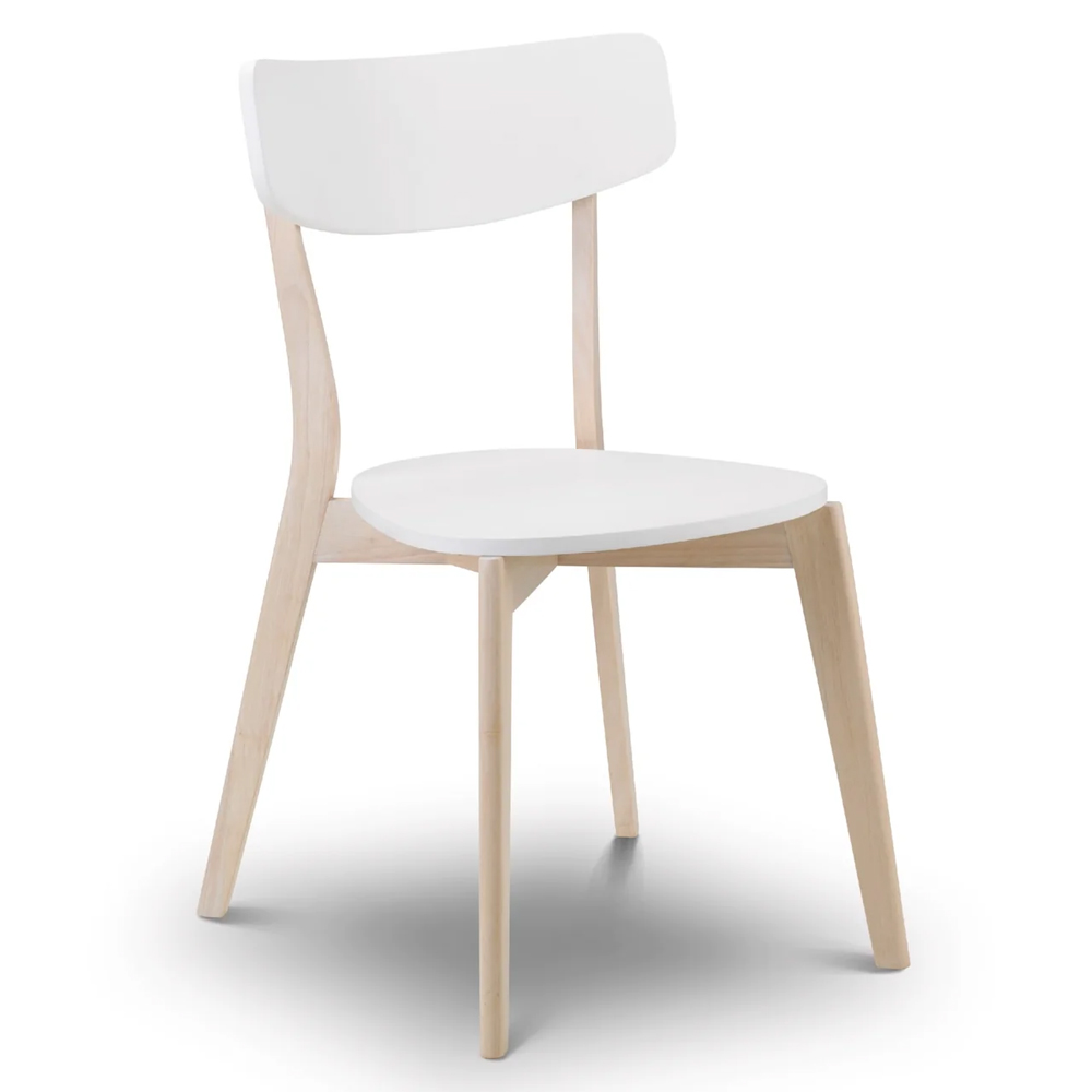 Calah Wooden Square Dining Table With 4 Chairs - White And Oak