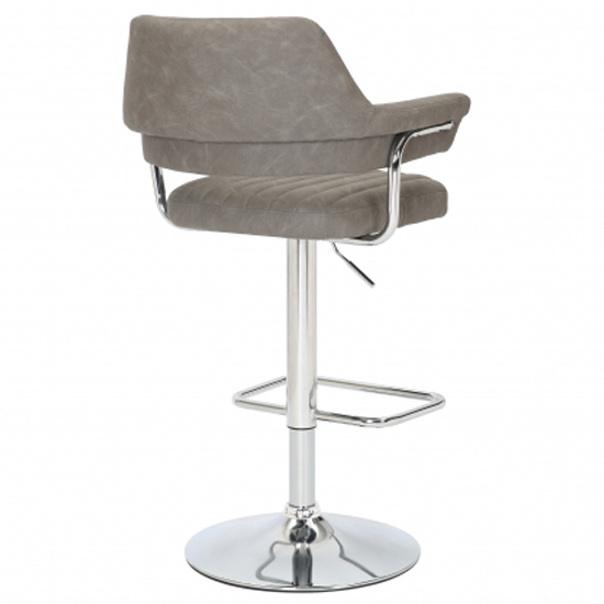 Calais Charcoal Leather Bar Stools With Chrome Base In Pair