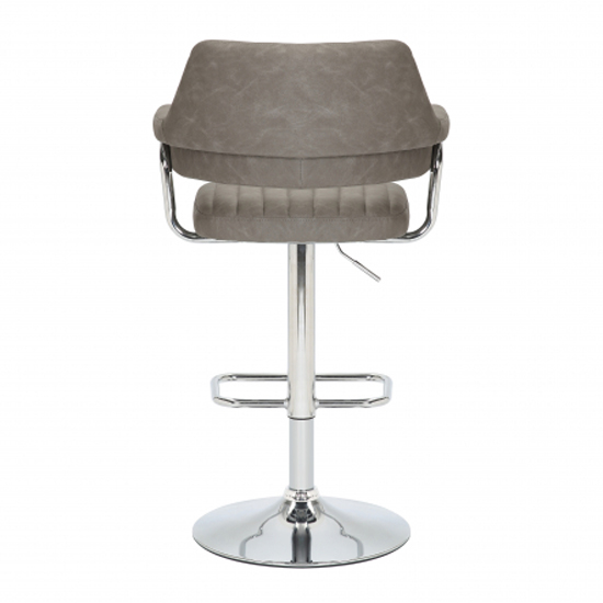 Calais Charcoal Leather Bar Stools With Chrome Base In Pair