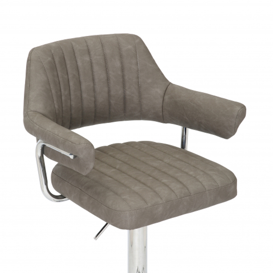 Calais Charcoal Leather Bar Stools With Chrome Base In Pair