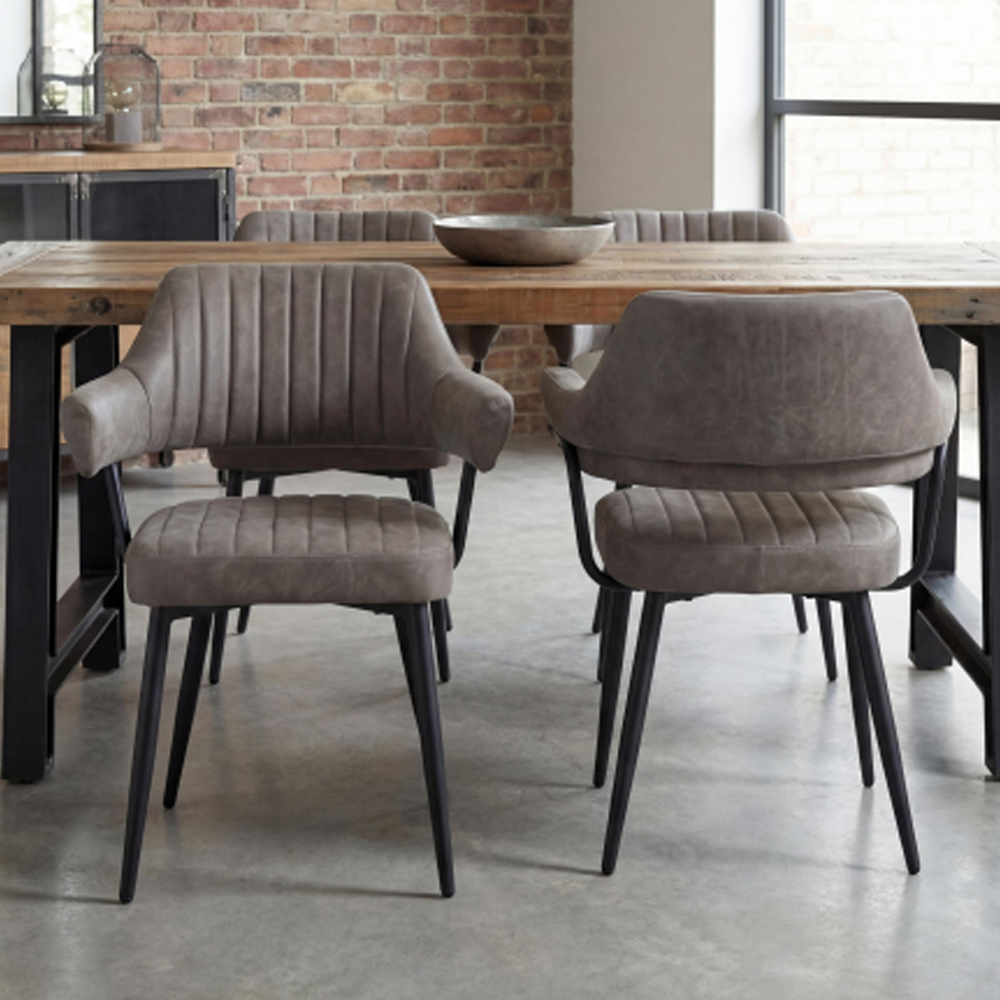 Calais Charcoal Leather Effect Dining Chairs in Pair