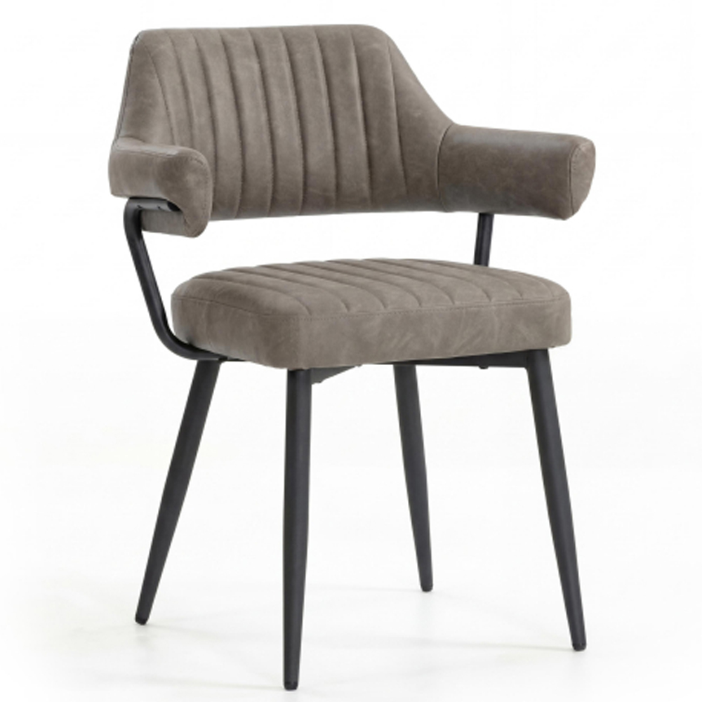 Calais Charcoal Leather Effect Dining Chairs in Pair