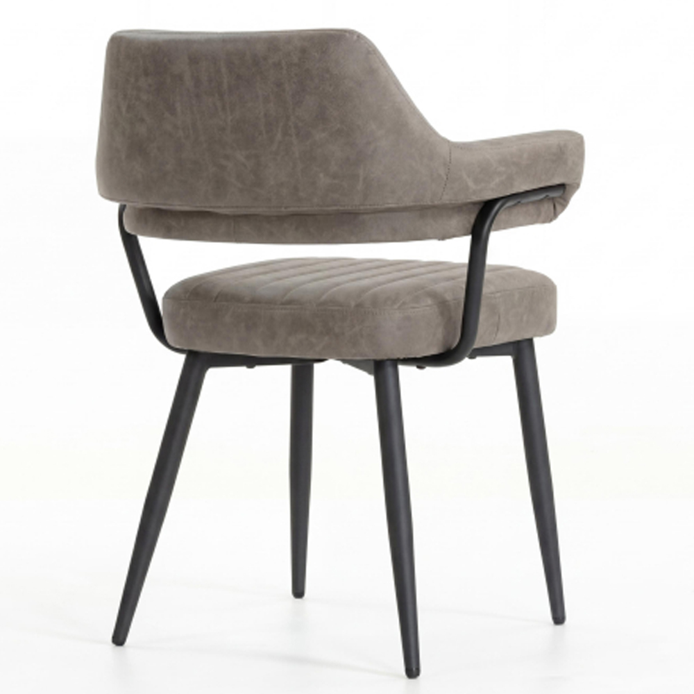 Calais Charcoal Leather Effect Dining Chairs in Pair