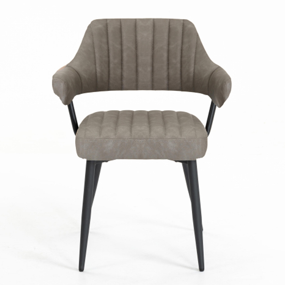 Calais Charcoal Leather Effect Dining Chairs in Pair