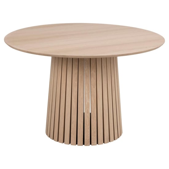 Calais Wooden Dining Table Round In Pigmented White Oak