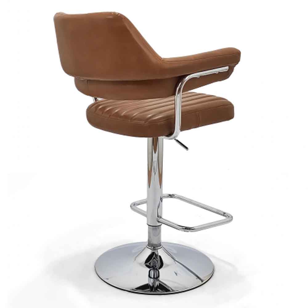 Calais Faux Leather Bar Stools In Pair In Tan