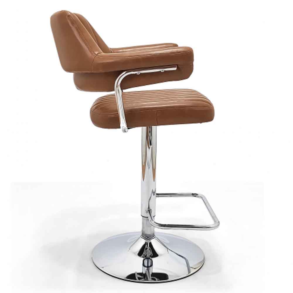 Calais Faux Leather Bar Stools In Pair In Tan