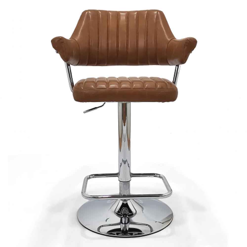 Calais Faux Leather Bar Stools In Pair In Tan